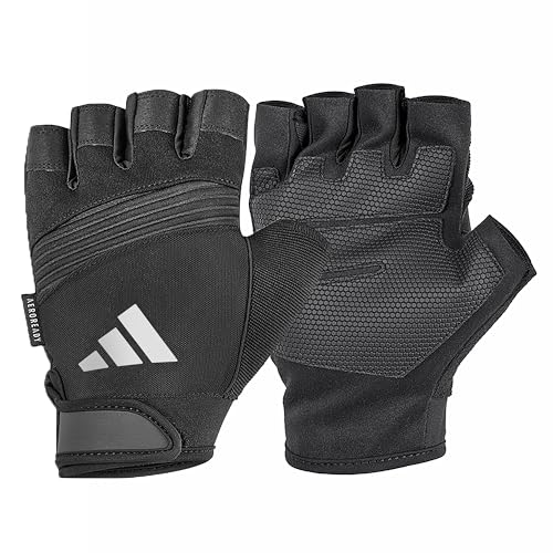 Adidas Aeroready Performance Weightlifting Gloves, Fingerless Workout Gloves - color: Grey, size: Medium
