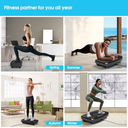 SoftGym Waver Vibration Plate Exercise Machine for Lymphatic Drainage Weight Loss,120 Speed Levels Vibrating Platform with Resistance Bands,Full-Body Workout Equipment for Muscle Activation - style: Slim- Black
