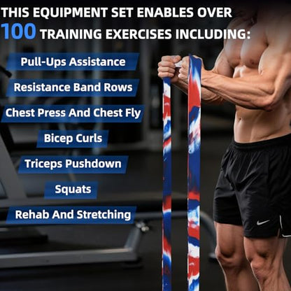 Resistance Band Set, 81.9 Inch Circumference Pull Up Assist Bands with Storage Bag, Camouflage Workout Bands for Powerlifting, Stretching, WOD & Strength Training, Unisex Fitness