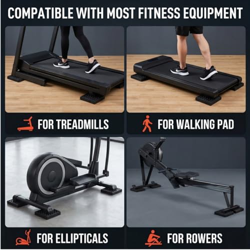 8 Pack Heavy Duty Exercise Equipment Mat, 4 x 4 x 0.8 Inch Non Slip Noise Reduction Mat for Treadmill, Treadmill Mat Pad for Rubber Hardwood Floors Carpet Protection Home Gym