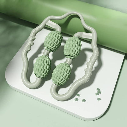 TOMOO 4 Wheels Muscle Roller Massager - 360° Circular Leg Clamps for Leg, Neck, Hand, Arm Muscle Relaxation - Green - color: Green
