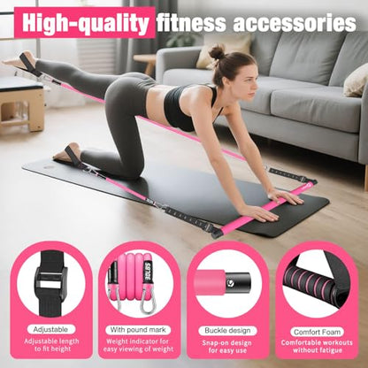 Pilates Bar Kit with Resistance Bands,Pilates Bar with Stackable Bands Workout Equipment for Legs,Hip,Waist and Arm,Exercise Fitness Equipment for Women & Men Home Gym Yoga Pilates