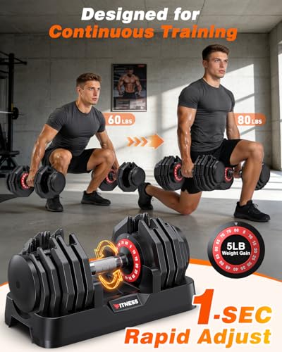 Rendpas Adjustable Dumbbells Set of 2, 5-in-1/10-in-1/16-in-1 Quick-Lock Hand Weights 25/55/80 lbs Pair, Anti-Slip Handle Free Weights Set for Home Gym Strength Training for Men Women - color: Max-80LBS Pair-16 Weights