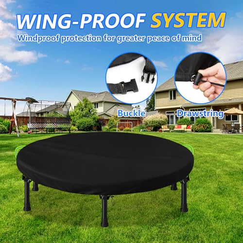Mini Trampoline Cover, 600D Oxford Waterproof Fitness Trampoline Cover ,Protection Cover for Trampoline Indoor Outdoor Garden Rebounder,(Not Spring Covers) (Black, 91*7.6CM)