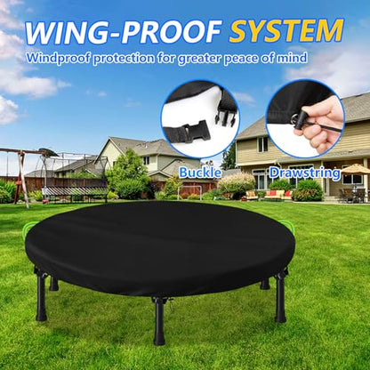 Mini Trampoline Cover, 600D Oxford Waterproof Fitness Trampoline Cover ,Protection Cover for Trampoline Indoor Outdoor Garden Rebounder,(Not Spring Covers) (Black, 91*7.6CM)