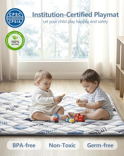 Baby Play Mat, 50x50 Thickened Playpen Mat, Non-Slip Baby Mat for Floor, Foldable Portable Playmat Suitable for babies learning to crawl and for travel