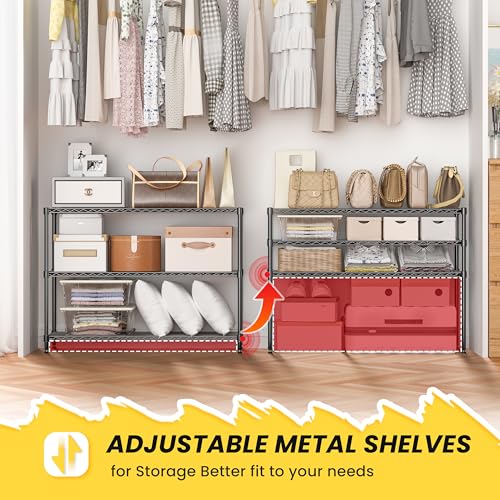 795LBS 3-Shelf Adjustable Storage Shelves 35.1" W x 14" D x 36" H Metal Shelving Unit Heavy Duty Wire Rack Small Organizer with Shelf Liners for Kitchen Pantry Bathroom Closet Garage Black - size: 35.1" W x 14" D x 36" H-3 Tier