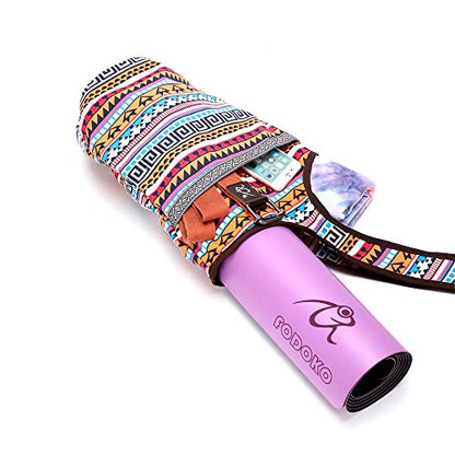 Yoga Mat Bag With Large Size Pocket and Zipper Pocket, Strap Bag, Fit Most Size Mats, Bags and Carriers for Women - color: Ethnic style