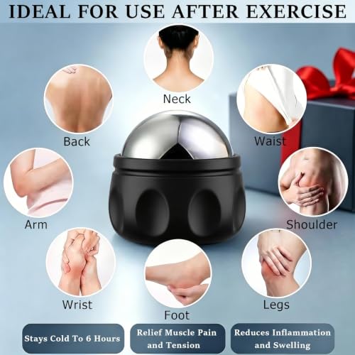 Massage Ice Roller Ball Cold & Heat Therapy Tight and Sore Muscles Relief - color: Black-01
