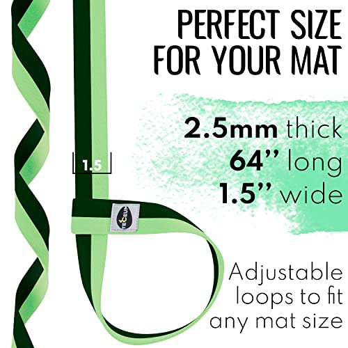 TECEUM Yoga Mat Strap – Extra Soft & Thick Cotton Carrier for All Mats - color: Green Avocado, size: 64 IN