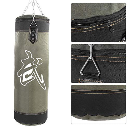 Vbest life The New Boxing Sandbag Hanging Canvas Boxing Sandbag Training Boxing Hook Kick Sandbag Hollow Model with Iron Chain Hook Safety Buckle - color: green, size: 0.6 m