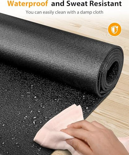 Foldable Rubber Treadmill Mat - Exercise Bike Mat with Waterproof - size: 68"L x 26.8"W x 0.2"Th