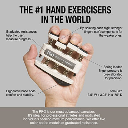 Prohands PRO Hand Exerciser, Finger Exerciser (Hand Grip Strengthener), Spring-Loaded, Finger-Piston System, Isolate and Exercise Each Finger