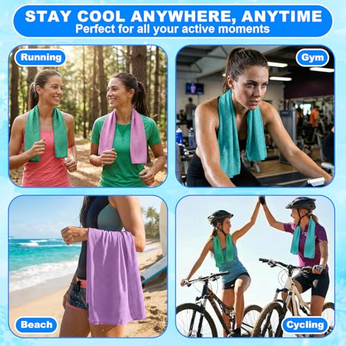 100 Pcs Cooling Towels Bulk 32 x 12 Inch Ice Towel Bulk Cooling Rag for Face and Neck Soft Breathable Microfiber Cloth Chilly Quick Cold for Gym Sport Golf Running Stay Cold (Macarons)