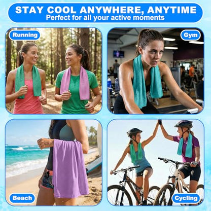 100 Pcs Cooling Towels Bulk 32 x 12 Inch Ice Towel Bulk Cooling Rag for Face and Neck Soft Breathable Microfiber Cloth Chilly Quick Cold for Gym Sport Golf Running Stay Cold (Macarons)