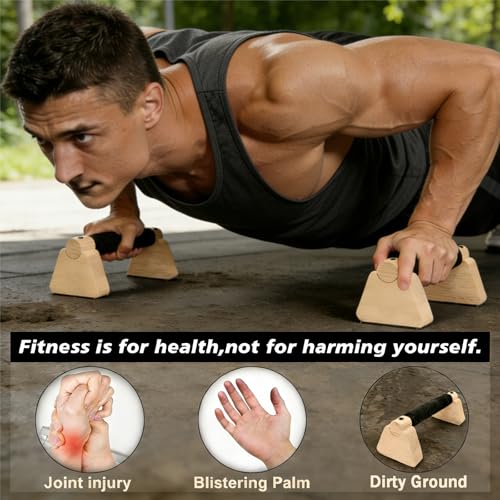 Wooden Parallettes Bars Professional Solid Wood Push Up Stands for Calisthenics, Handstand & Planche Training at Home Gym, Non-Slip Grips for Wrist Comfort Pushup Handle for Strength Training - size: 7.87"