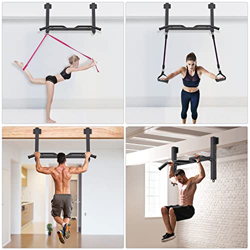 Kipika 32" Ceiling Mounted Pull Up Bar - Heavy Duty, Highly Adjustable, Multifunctional Chin Up Bar - Home Gym System with Punching Bag Hanger and Resistance Bands Training - color: Joist Pull Up Bar
