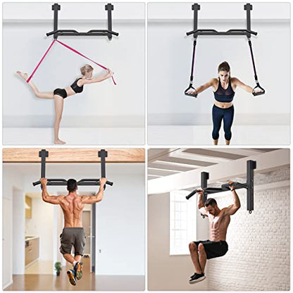 Kipika 32" Ceiling Mounted Pull Up Bar - Heavy Duty, Highly Adjustable, Multifunctional Chin Up Bar - Home Gym System with Punching Bag Hanger and Resistance Bands Training - color: Joist Pull Up Bar