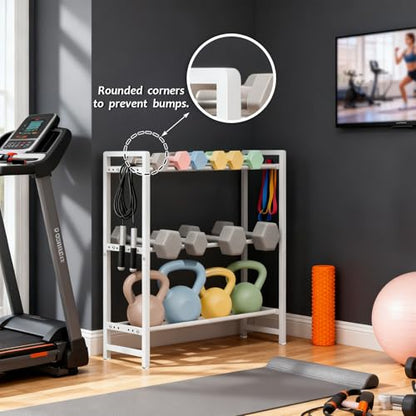 Aduanbang 3-Tier Adjustable Dumbbell Rack, Heavy-Duty Weight Storage Stand, 390 LB Capacity, Space-Saving Home Gym Organizer - color: White