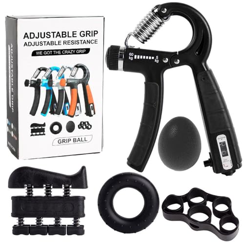 2 Pack Hand Grip Strength Trainer for Muscle Building with Counter, Adjustable Resistance 10-130 lbs, Wrist Forearm Strengthener Finger Strengthener - color: Black-Set 5