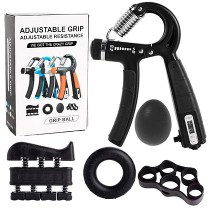 2 Pack Hand Grip Strength Trainer for Muscle Building with Counter, Adjustable Resistance 10-130 lbs, Wrist Forearm Strengthener Finger Strengthener - color: Black-Set 5