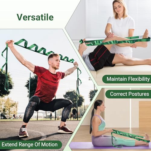 Stretch Strap With Loops For Physical Therapy And Yoga, 8 ft Long