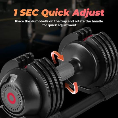 Roinoim 5-in-1 Adjustable Dumbbells Set, 22LB Pair Dumbbell with Anti-Slip Metal Handle for Exercise & Fitness Fast Adjust Weight for Full Body Workout Fitness