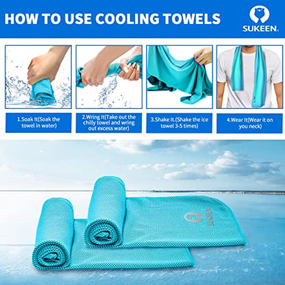 Sukeen Cooling Towels for Neck and Face, Cooling Towel 40" x 12", Microfiber Sports Cooling Towels, Soft Breathable Sweat Towel for Workout,Yoga, Golf, Gym, Camping, Sport, Running(12 Pack)