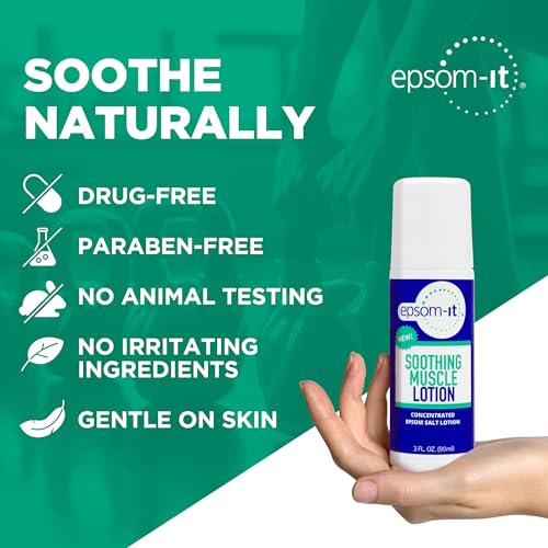 Epsom-It Soothing Muscle Lotion - Roll On Epsom Salt Lotion with Arnica for Muscle Stiffness, Leg, Knees and Feet Discomfort, Topical Magnesium Cream, 3oz