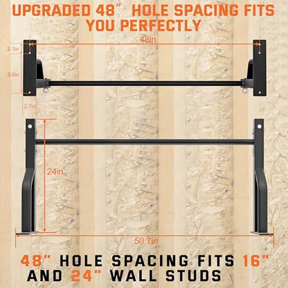 2026 Upgrade Pull Up Bar Wall Mounted - 600 lbs Heavy Duty Strength Training Pull-Up Bars, Ideal Rogue Pull Up Bar for Home and Commercial Gym, Easy Installation Chin Up Bar, Versatile Garage Pullup Bar
