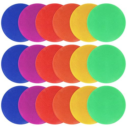 18 Pcs 9 Inch Spot Markers Poly Spots Non Slip Floor Dots for Gym Soccer Basketball Agility Training Cones for Sports TPE Material with Storage Bag