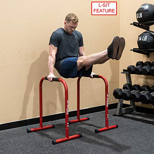 Valor Fitness Non-Slip Dip Station Stands – Bodyweight Exercise Equipment for Dips, L-Sits, Rows, Push-Ups, Pull-Ups Uppr Body Workout - Home Gym Strength Training