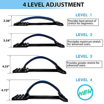 JUMPOW Back Stretcher for Lower Back Pain Relief, 4 Level Adjustable Lumbar Back Cracker Board for Scoliosis, Spine Decompression, Sciatica