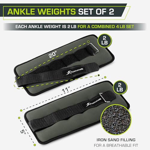 ProsourceFit Ankle/Wrist and Arm/Leg Weights Set of 2, Adjustable Strap 1 lb-5 lb, Adjustable Weight 15 lb, 10 lb, 7 lb for Men and Women - color: Grey, size: 2lb