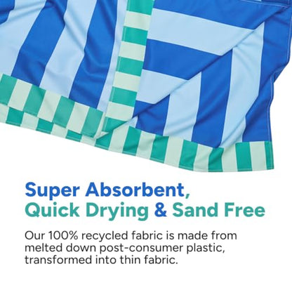 Dock & Bay Beach Towel - Quick Dry, Sand Free - Compact, Lightweight - 100% Recycled - Includes Bag - Blue Sky - Extra Large (200x90cm, 78x35) - color: Blue Sky, size: Extra Large (200x90cm, 78x35")