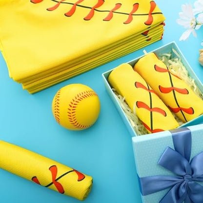 24 Pcs Softball Cooling Towel 40"x12" Sport Towels Breathable Chilly Baseball Ice Towel Fast Drying Microfiber Towel for Coach Team Gift Sport Party Favors (Yellow)