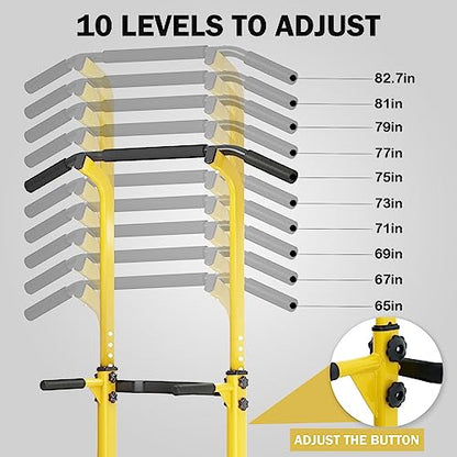 Dland Power Tower Pull Up Bar Dip Station and Height Adjustable Dip Bar Stand, Multi-Function Home Gym Exercise Equipment Strength Training Fitness Workout Station - color: Yellow