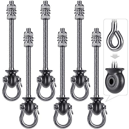 Dolibest Set of 6 Permanent Antirust Stainless Steel 304 Heavy Duty Swing Hangers, Playground Porch Yoga Seat,for Wood and Steel Beam Yoga Hammock Chair Punching 1500LB Capacity,180° Swing,9.64'' - color: 9.64'' - 6 Pcs