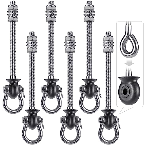 Dolibest Set of 6 Permanent Antirust Stainless Steel 304 Heavy Duty Swing Hangers, Playground Porch Yoga Seat,for Wood and Steel Beam Yoga Hammock Chair Punching 1500LB Capacity,180° Swing,9.64'' - color: 9.64'' - 6 Pcs