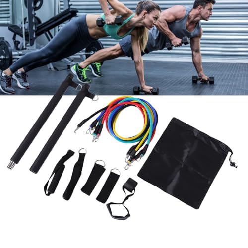 ZJchao 13 Pcs Resistance Bands Set with Reinforced Alloy Connectors and Soft Foam Padded Door Anchors for Strength Training Pilates