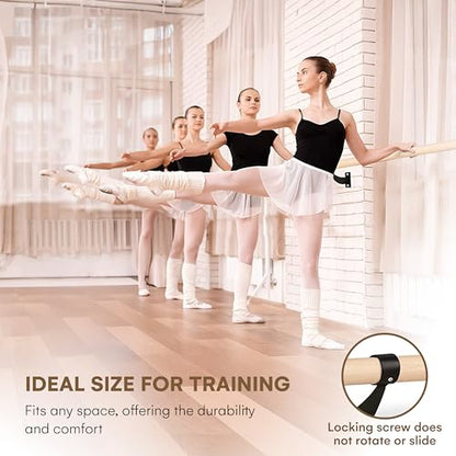 flybold Wall-Mounted Ballet Barre with Turning Board and Premium Wooden Bar - Home Workout and Dance Equipment - Rust, No Wobble - 4ft, 1.5ft Diameter - Multiple Colors