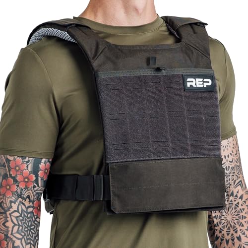 REP Fitness Strata Weight Vest, 2 Removable Plate Options for Unisex, Men & Women, Wearable, Weighted for Strength Training, Muscle Building, CrossFit, Running, Gym Exercise, Adjustable Sizing - color: Black, size: Vest Only (2.3 lb)