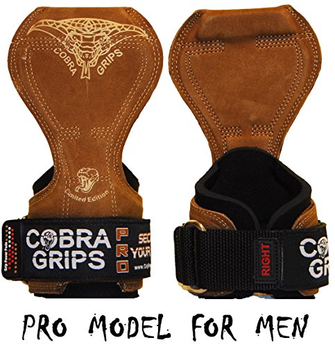 Cobra Grips Weight Lifting Gloves with Adjustable Neoprene Padded Wrist Wraps - Heavy Duty Alternative to Power Lifting Hooks for Deadlifts - color: A PRO Brown Leather, size: 5.5 - 8.75"