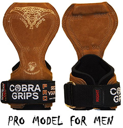 Cobra Grips Weight Lifting Gloves with Adjustable Neoprene Padded Wrist Wraps - Heavy Duty Alternative to Power Lifting Hooks for Deadlifts - color: A PRO Brown Leather, size: 5.5 - 8.75"