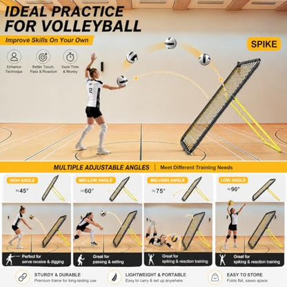 Adjustable Volleyball Rebounder Net 7x4FT/4x4FT– Bounce Back Practice Equipment for Volleyball Spike, Serving Trainer for Lacrosse Training, Ideal for Outdoor Indoor and Backyard Training - size: 4FTx4FT