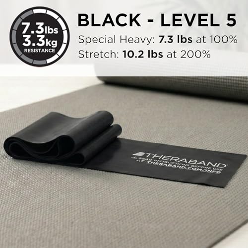 THERABAND Professional Resistance Band 6 Ft, Special Heavy Black Level 6, Latex Exercise Band for Physical Therapy, Strength Training, Pilates & Home Workouts
