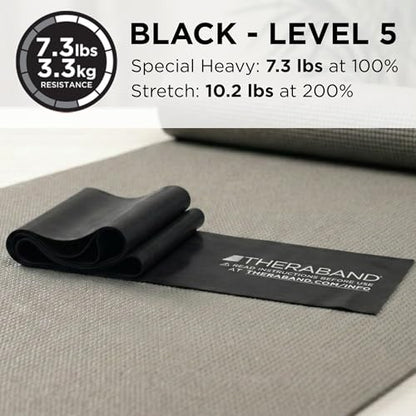THERABAND Professional Resistance Band 6 Ft, Special Heavy Black Level 6, Latex Exercise Band for Physical Therapy, Strength Training, Pilates & Home Workouts