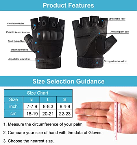 Outdoor Men's Knuckle Protection Workout Training Fingerless Gloves