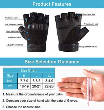 Outdoor Men's Knuckle Protection Workout Training Fingerless Gloves