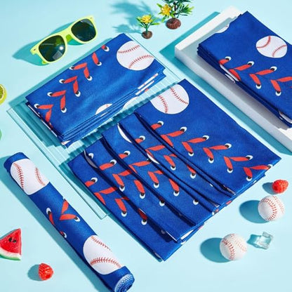 30Pcs Baseball Softball Cooling Towels for Neck and Face 40 x 12 Inch Baseball Sports Team Gifts Microfiber Breathable Workout Ice Towel Sweat Chilly Bulk Neck Wraps for Athletes Gym Camping Blue